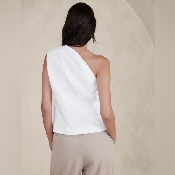 NWT Banana Republic One Shoulder Cotton White Tank Size XL. - Picture 7 of 8